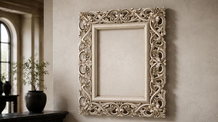 Ornamental frame with swirls and floral elements 3d STL model