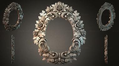 Decorative frames, framing (Oval frame with rosettes, floral scrolls and spiral elements, RMI_001138) 3D models for cnc