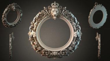 Decorative frames, framing (Round frame with lion head and spiral decoration, RMI_001139) 3D models for cnc