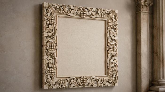 Square frame with grapevine and acanthus 3d STL model