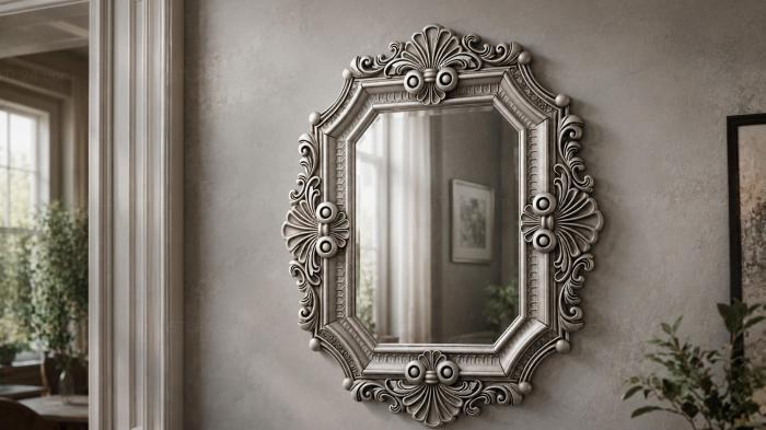 Octagonal frame with shell ornament and swirls 3d STL model