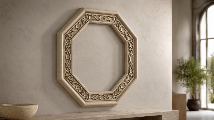 Octagonal frame with floral ornament 3d STL model