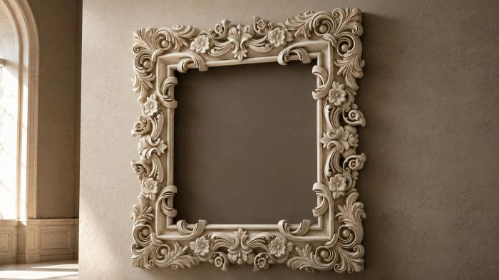 Baguette frame with acanthus scrolls and floral medallions 3d STL model