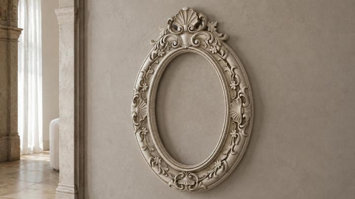 Oval frame with acanthus leaves and scrolls 3d STL model