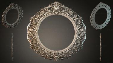 Decorative frames, framing (Round mirror frame with volutes and floral elements, RMI_001150) 3D models for cnc