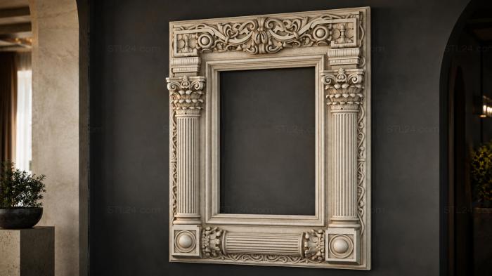 Classic decorative frame with Corinthian capitals and floral carvings 3d STL model