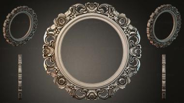 Decorative frames, framing (Round frame with rosettes and swirls for a mirror, RMI_001154) 3D models for cnc
