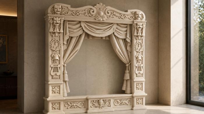 Theatre stage with mascarons and draperies 3d STL model
