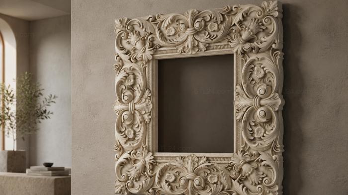 Classic mirror frame with acanthus leaves and scrolls 3d STL model