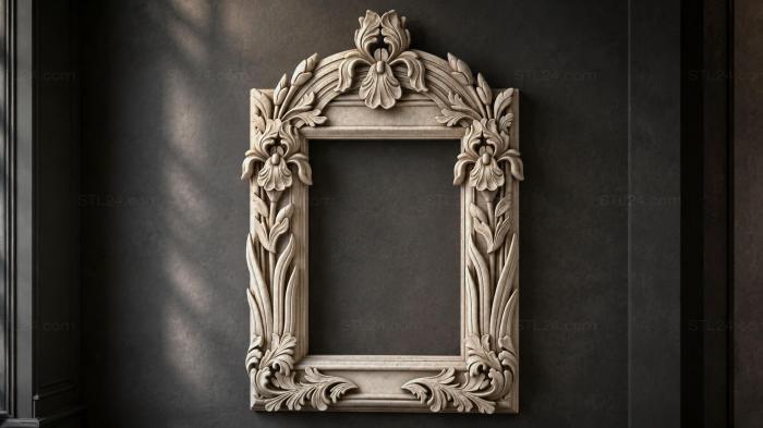Mirror frame with acanthus and shell 3d STL model