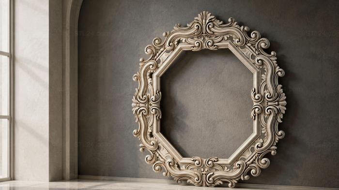 Decorative frames, framing (Set of mirror frames with twisted volutes and vertical ornaments, RMI_001160) 3D models for cnc
