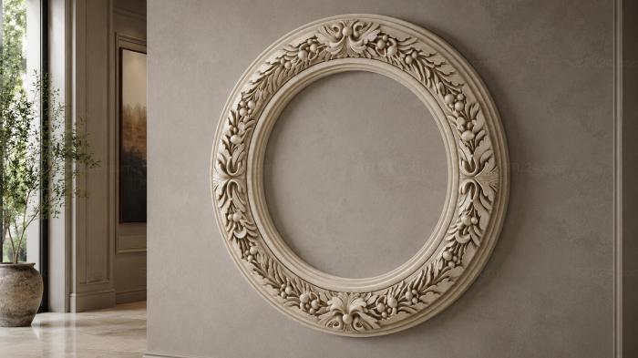 Round frame with acanthus and grape leaves 3d STL model