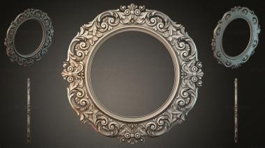 Decorative frames, framing (Oval mirror with swirls and floral patterns, RMI_001162) 3D models for cnc