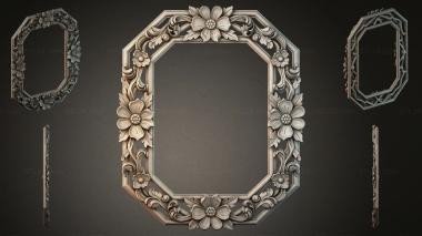 Decorative frames, framing (Octagonal frame with floral ornament and swirls, RMI_001163) 3D models for cnc