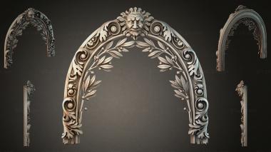 Decorative frames, framing (Arched door frame with lion mask and laurel branches, RMI_001164) 3D models for cnc