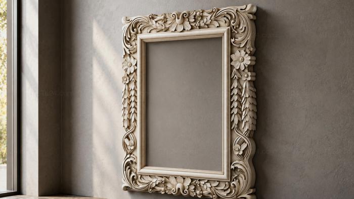 Carved frame with floral ornament and pendants 3d STL model