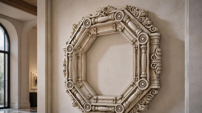 Octagonal frame with columns and acanthus 3d STL model