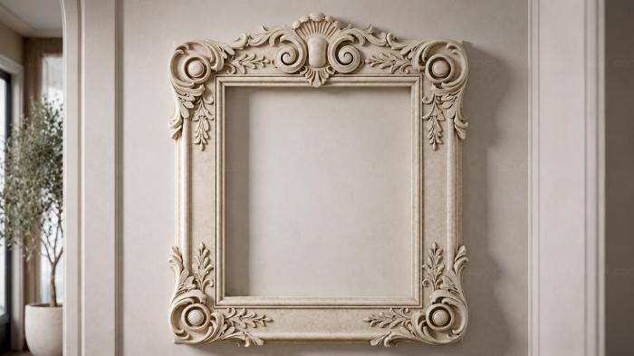 Classic frame with volutes and floral scrolls 3d STL model