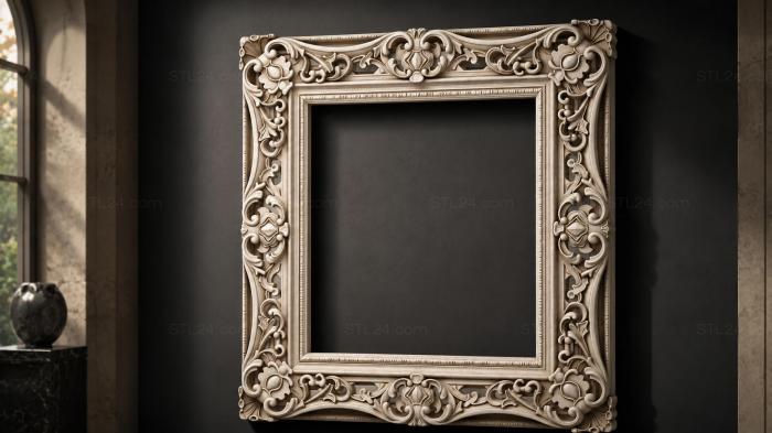 Picture frame with swirling leaf pattern 3d STL model