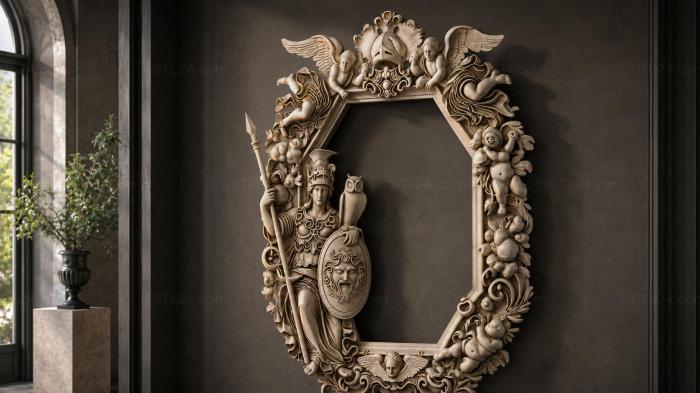 Ornate rectangular frame with angels and mythological figures 3d STL model