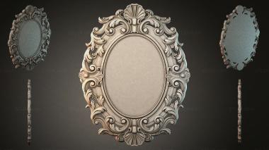 Decorative frames, framing (Oval mirror with volutes and floral ornament, RMI_001175) 3D models for cnc