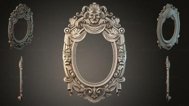 Decorative frames, framing (Oval frame with mask and drapery for CNC, RMI_001178) 3D models for cnc
