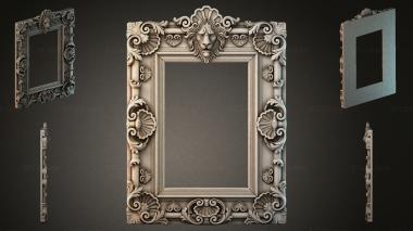 Decorative frames, framing (Picture frame with lion head and shells, RMI_001182) 3D models for cnc