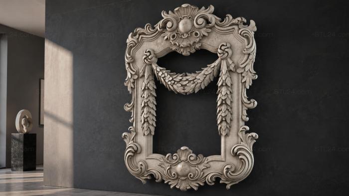 Decorative frames, framing (Baroque carved door frame with garlands and rosettes, RMI_001188) 3D models for cnc