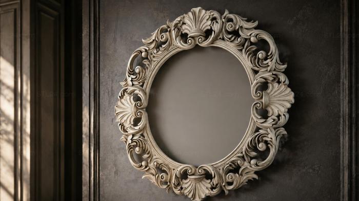 Mirror with ornate acanthus frame in rocaille style 3d STL model
