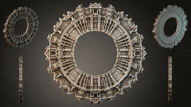 Decorative frames, framing (Circular architectural frame with columns and stepped roof, RMI_001193) 3D models for cnc