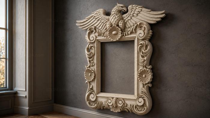 Mirror frame with eagle and scrolls 3d STL model