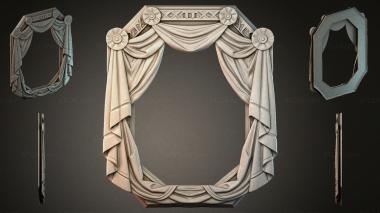Decorative frames, framing (Drapery with rosettes and fringe in an octagonal frame, RMI_001207) 3D models for cnc