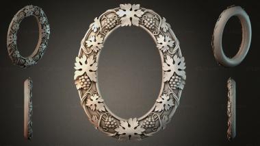 Decorative frames, framing (Oval frame with grape vine and leaves, RMI_001212) 3D models for cnc