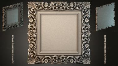 Decorative frames, framing (Carved frame with scrolls and floral motifs, RMI_001214) 3D models for cnc