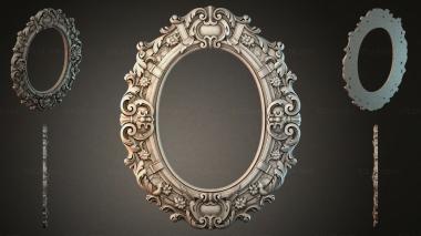 Decorative frames, framing (Oval mirror frame with swirls and floral patterns, RMI_001216) 3D models for cnc