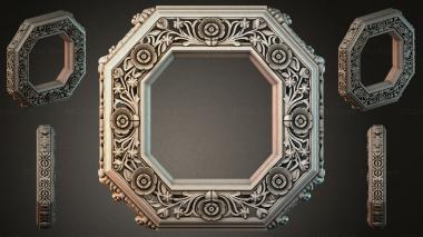 Decorative frames, framing (Octagonal frame with rosettes and floral ornament, RMI_001220) 3D models for cnc