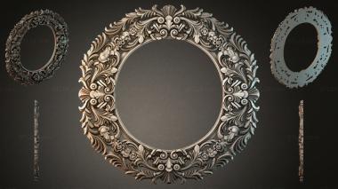 Decorative frames, framing (Round frame with floral ornament and curls, RMI_001229) 3D models for cnc