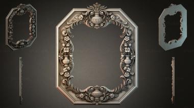 Decorative frames, framing (Octagonal frame with flower garlands and urns, RMI_001230) 3D models for cnc