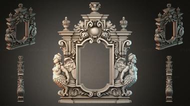 Decorative frames, framing (Carved cartouche with winged cupids and acanthus scrolls, RMI_001232) 3D models for cnc