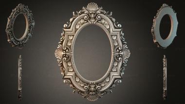 Decorative frames, framing (Oval mirror frame with volutes and shells, RMI_001234) 3D models for cnc