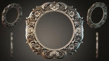 Decorative frames, framing (Round mirror with swirls and floral frieze, RMI_001236) 3D models for cnc