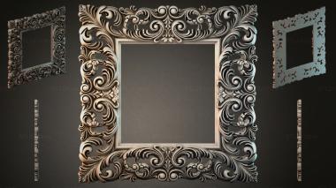 Decorative frames, framing (Carved square baguette profile with curly acanthus and volutes, RMI_001241) 3D models for cnc