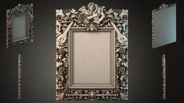 Decorative frames, framing (Picture frame with an angel and lyre, rosettes and floral ornament, RMI_001254) 3D models for cnc
