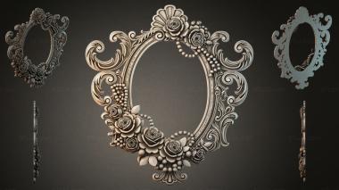 Decorative frames, framing (Oval mirror frame with roses and swirls, RMI_001266) 3D models for cnc