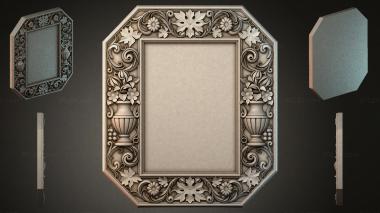 Decorative frames, framing (Octagonal frame with flower urns and spirals, RMI_001268) 3D models for cnc