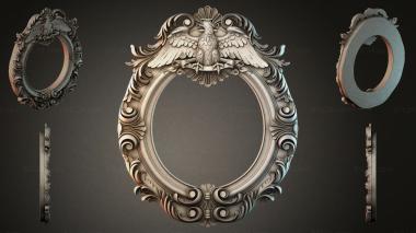 Decorative frames, framing (Oval frame with a double-headed eagle and volutes, RMI_001270) 3D models for cnc