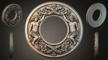 Decorative frames, framing (Round rosette with nude female figures and acanthus leaves, RMI_001281) 3D models for cnc