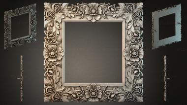 Decorative frames, framing (Frame with floral ornament and rosettes, RMI_001306) 3D models for cnc