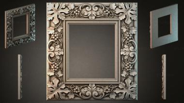 Decorative frames, framing (Carved square baguette with grapes and curls, RMI_001323) 3D models for cnc
