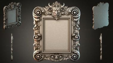 Decorative frames, framing (Decorative frame with a demons head and acanthus scrolls, RMI_001359) 3D models for cnc